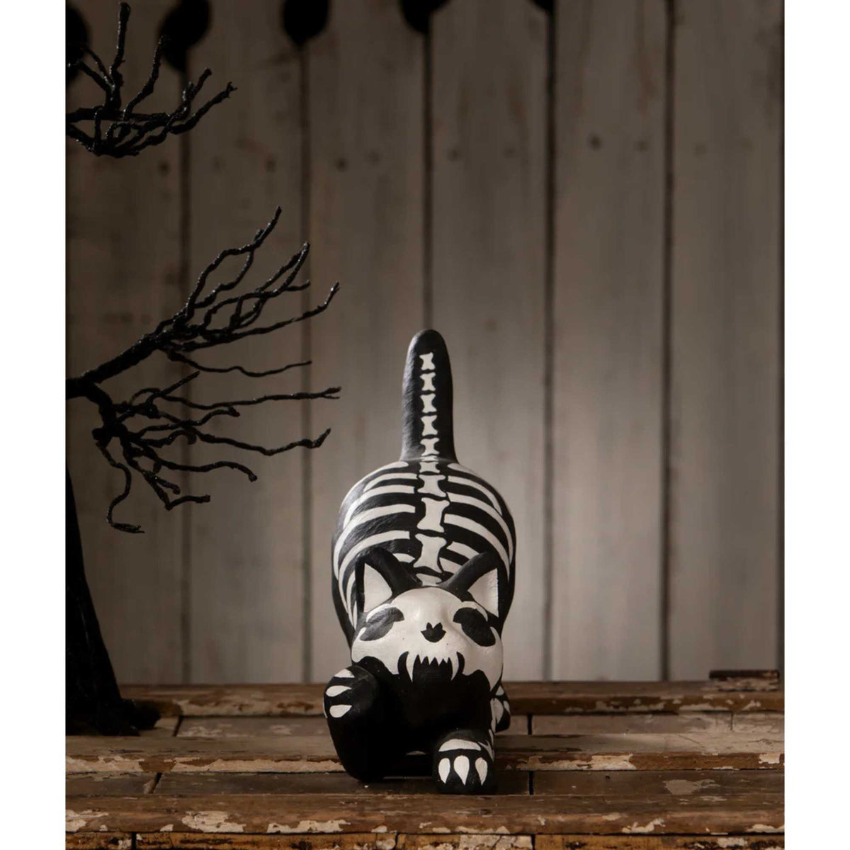 Bethany Lowe Skeleton Paper Mache Cat - - SBKGifts.com