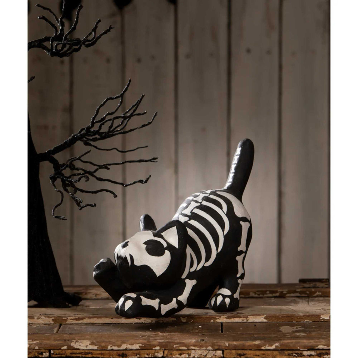 Bethany Lowe Skeleton Paper Mache Cat - - SBKGifts.com