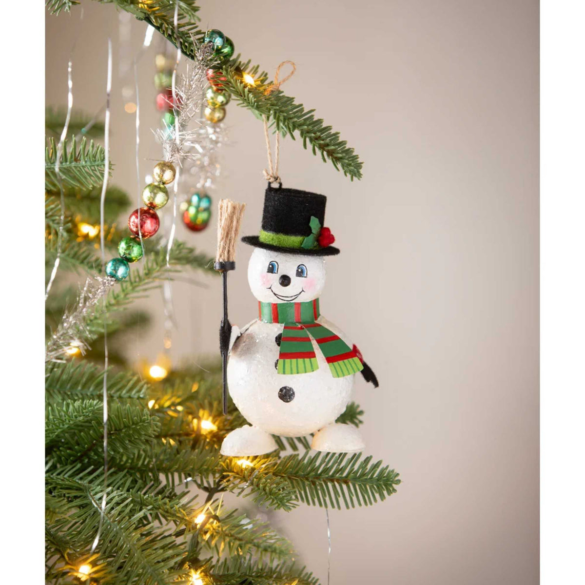 Bethany Lowe Snowman With Broom Ornament - - SBKGifts.com