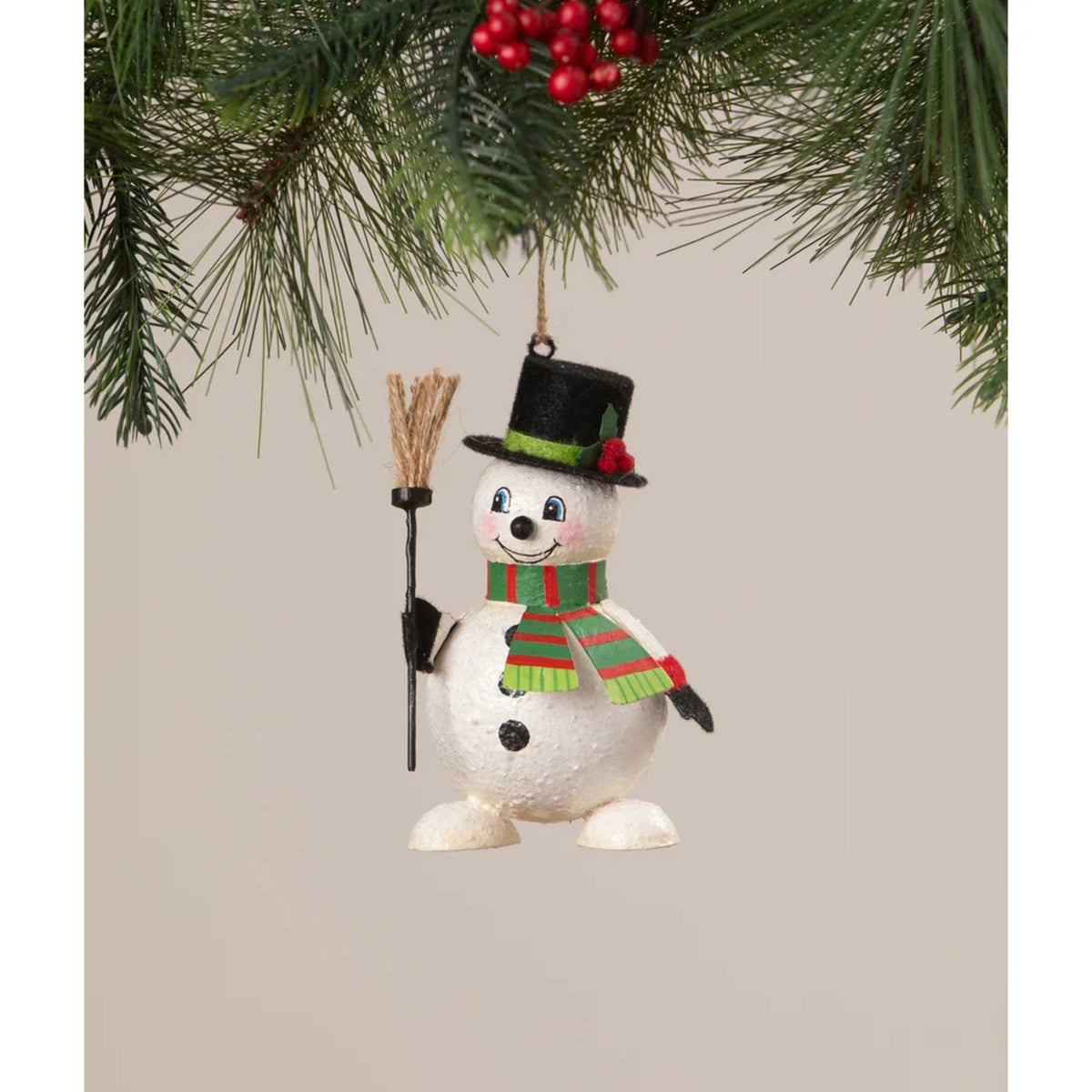 Bethany Lowe Snowman With Broom Ornament - - SBKGifts.com