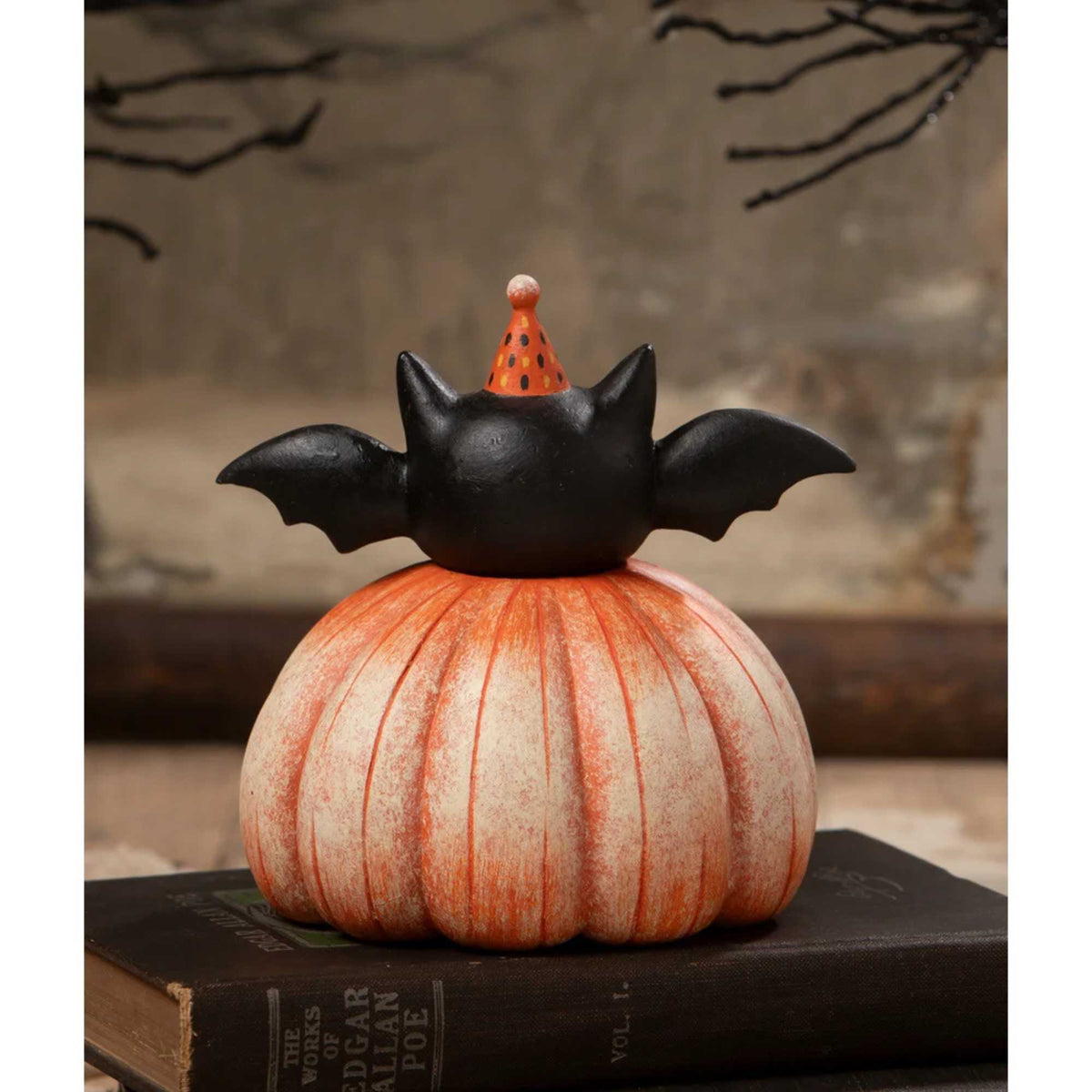 Bethany Lowe Squatty Pumpkin Batty - - SBKGifts.com
