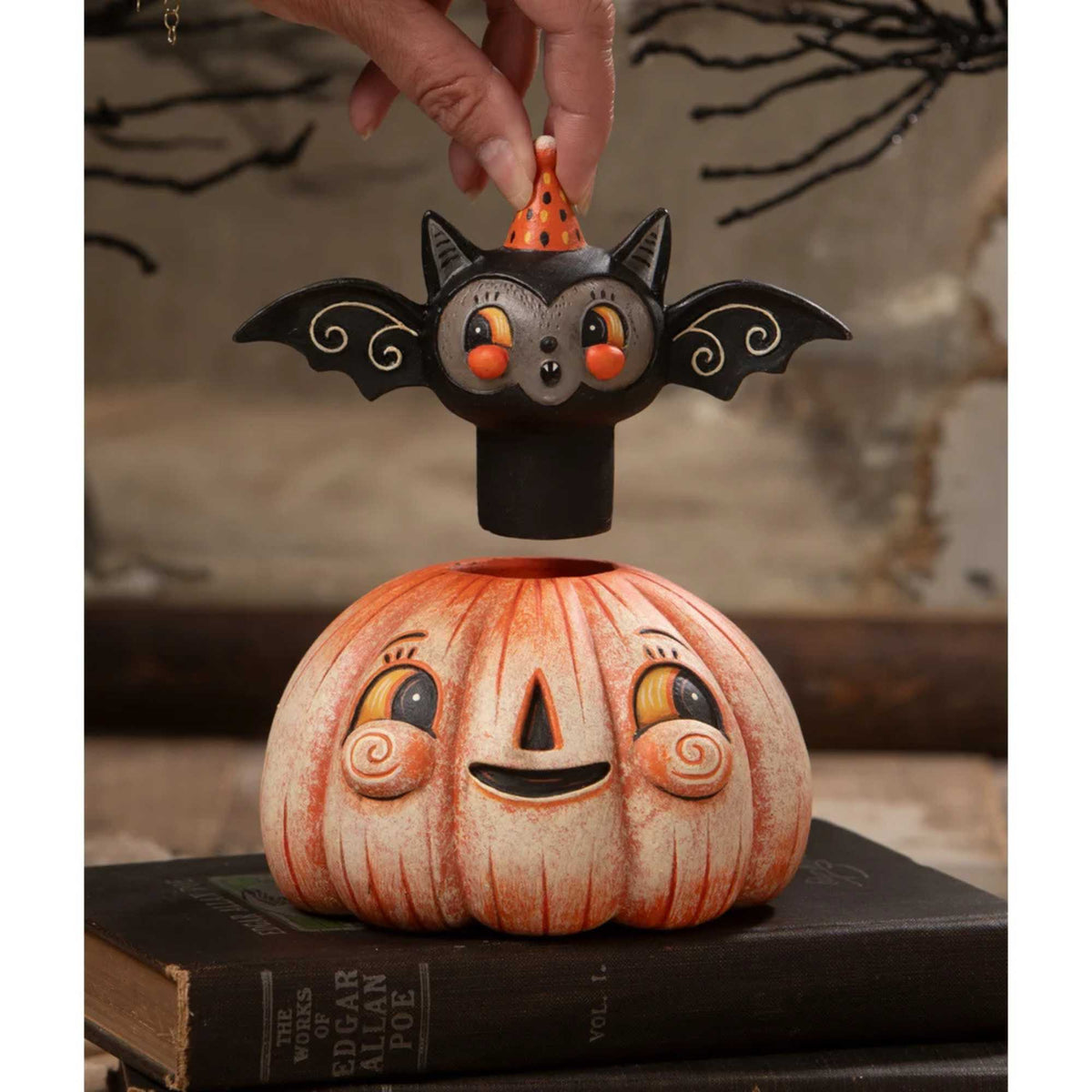 Bethany Lowe Squatty Pumpkin Batty - - SBKGifts.com