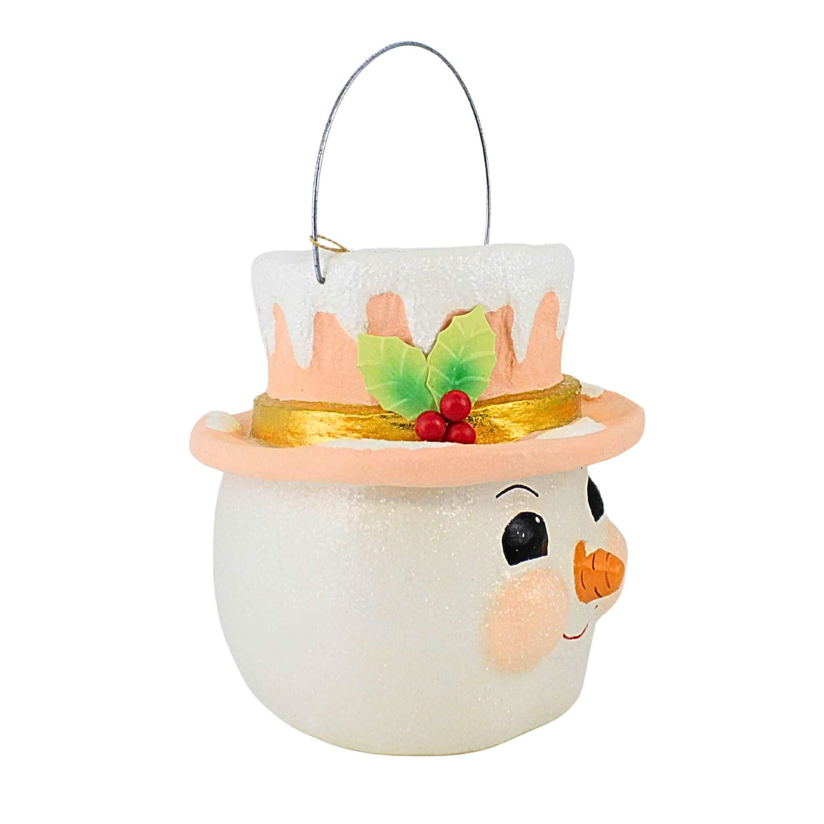 Bethany Lowe Pastel Holly Hat Snowman Lg - - SBKGifts.com