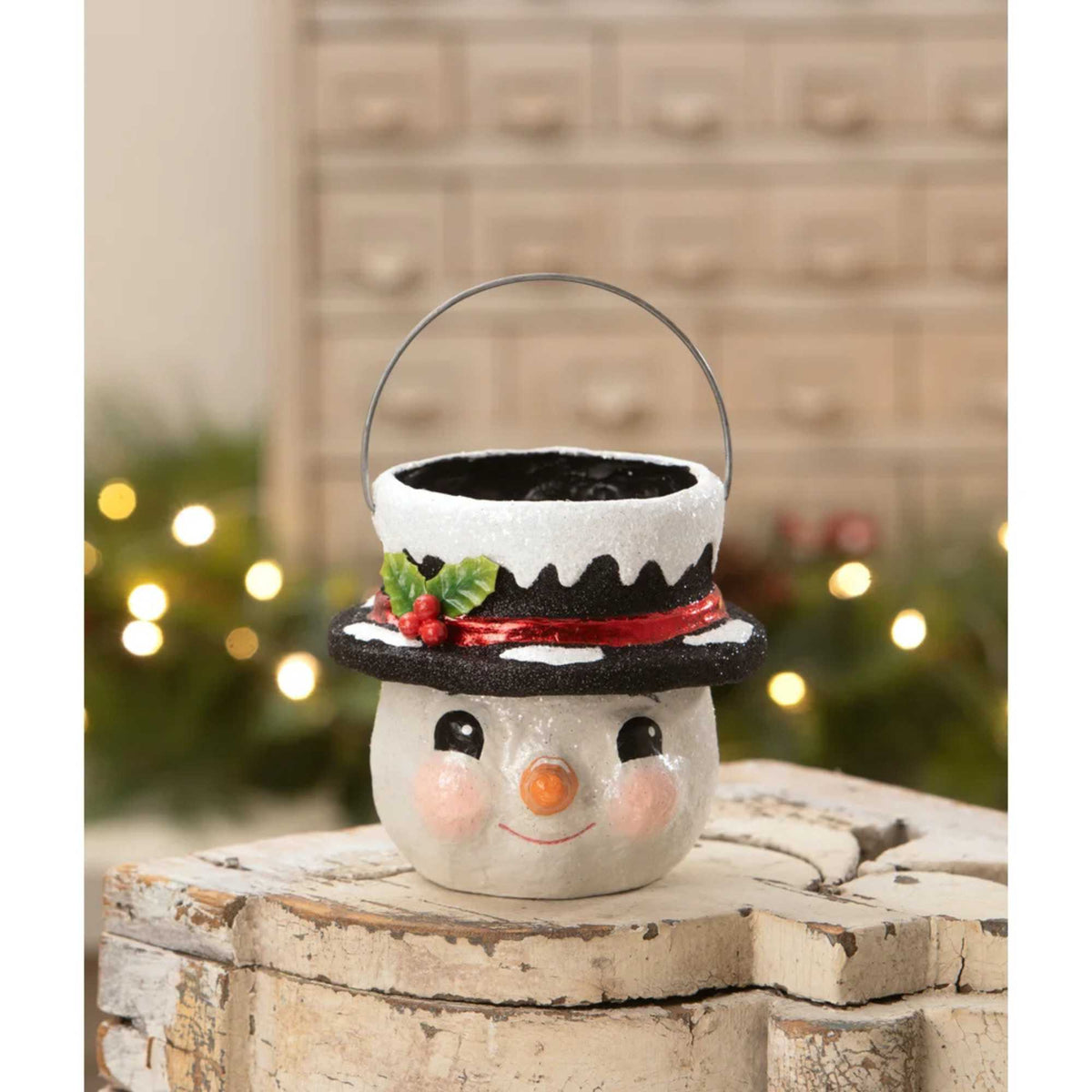 Bethany Lowe Holly Hat Snowman Small - - SBKGifts.com