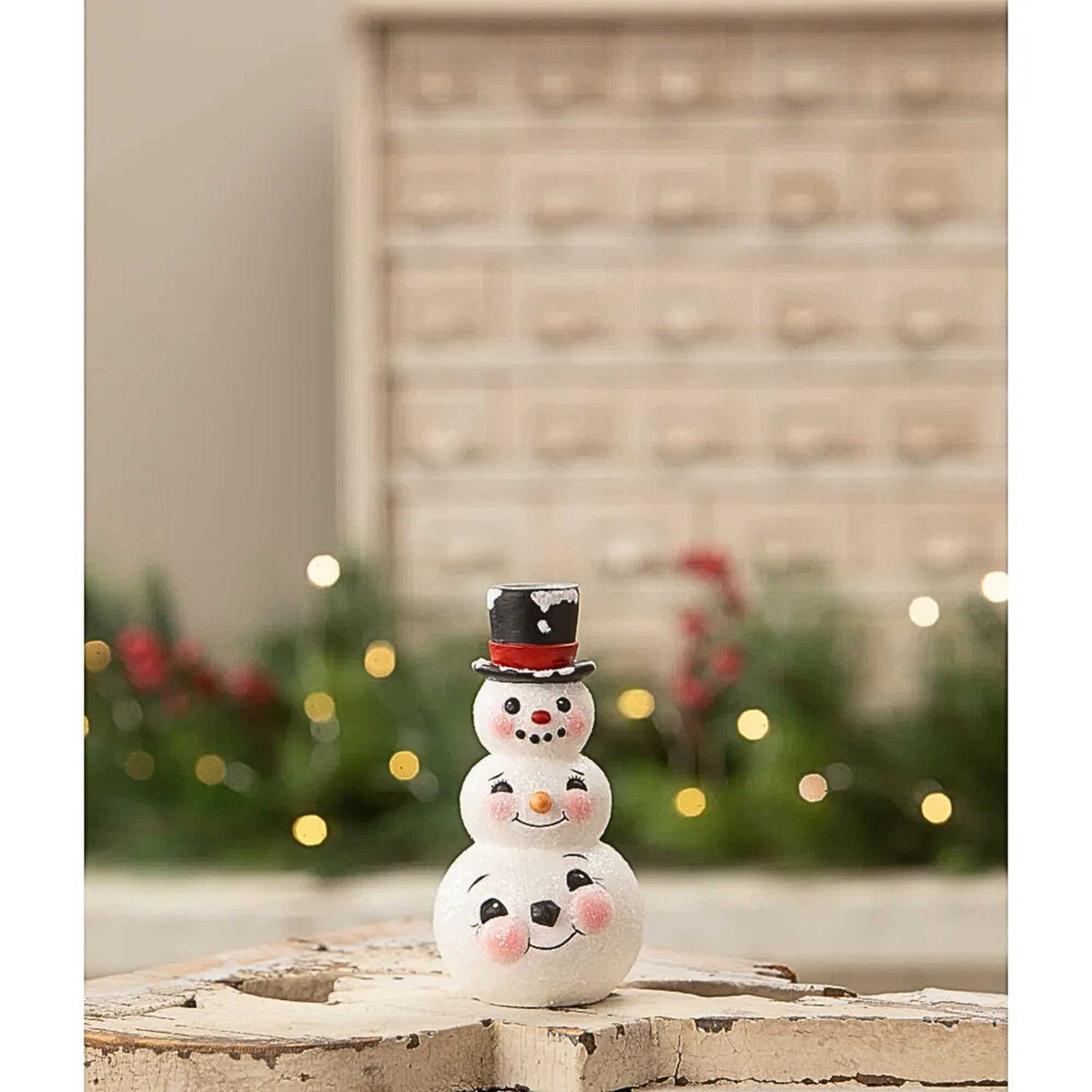 Bethany Lowe Snowman Stack Candlestick - - SBKGifts.com