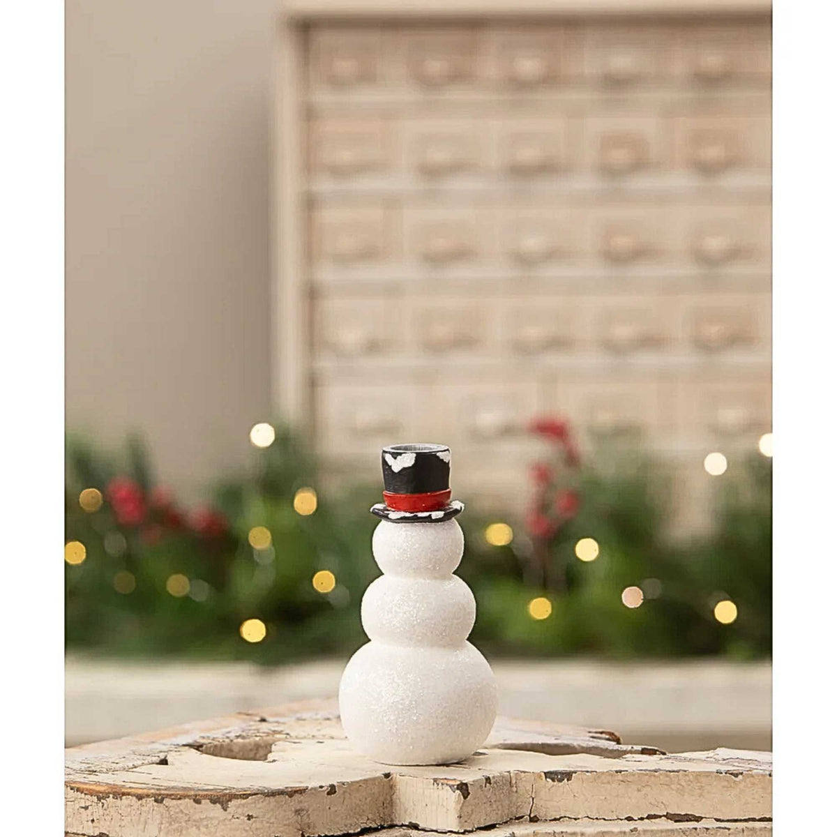 Bethany Lowe Snowman Stack Candlestick - - SBKGifts.com