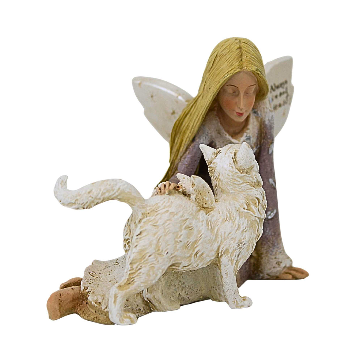 Roman Angel With Cat Figurine - - SBKGifts.com