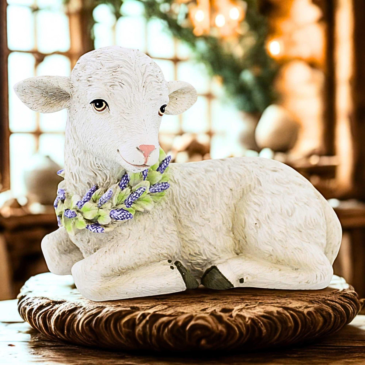 Roman Lamb With Flower Wreath - - SBKGifts.com
