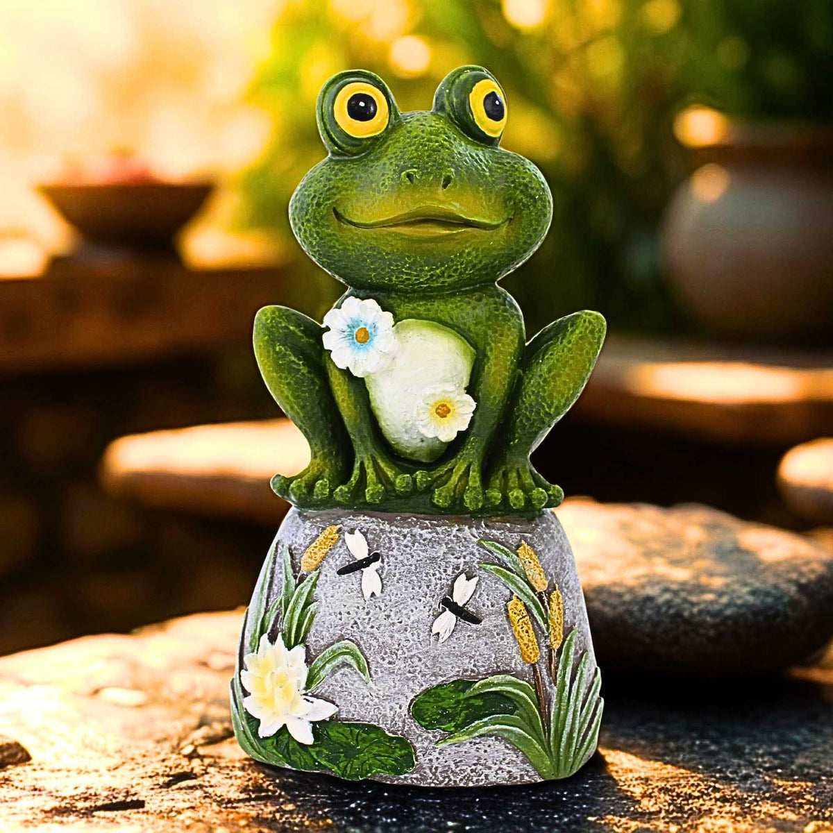 Roman Frog On Stone Figurine - - SBKGifts.com