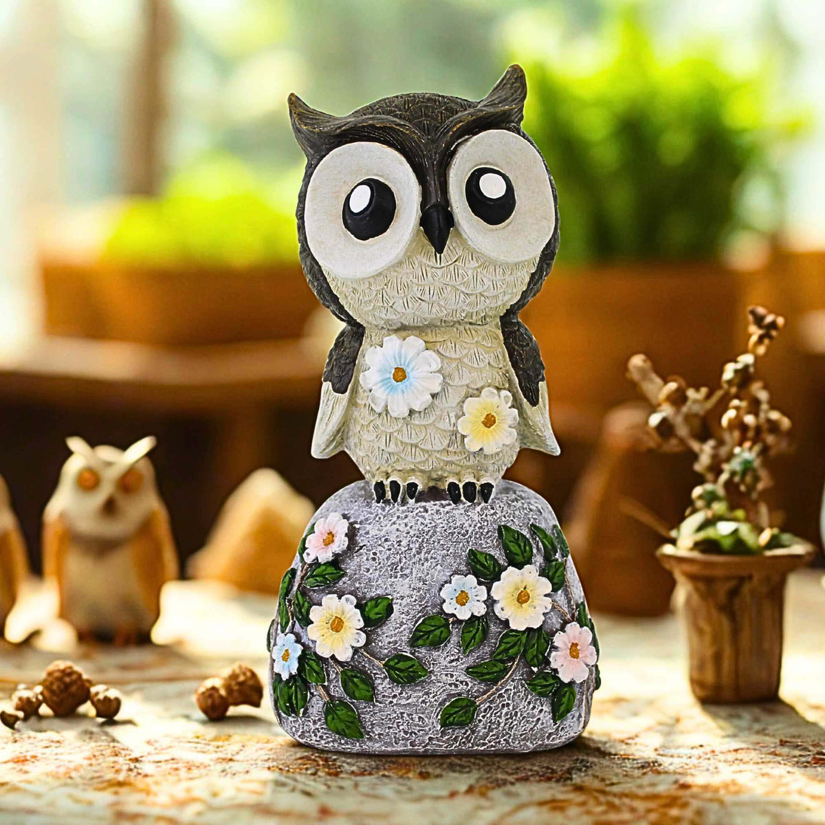 Roman Owl On Stone Figurine - - SBKGifts.com