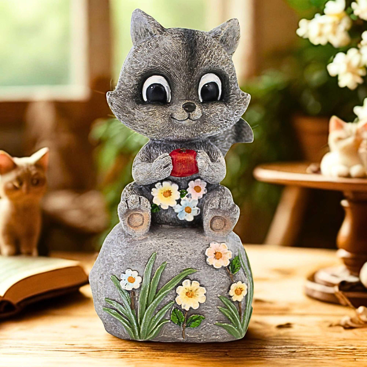 Roman Raccoon On Stone Figurine - - SBKGifts.com