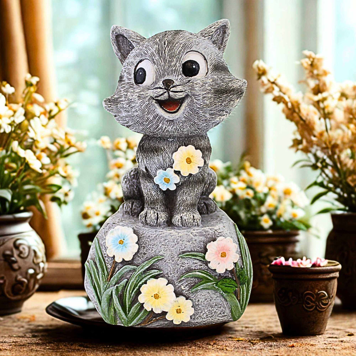 Roman Cat On Stone Figurine - - SBKGifts.com
