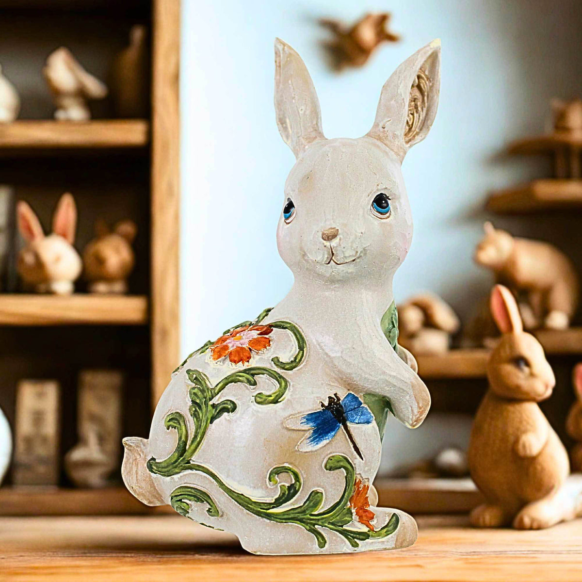 Roman Rabbit Figurine With Flowers - - SBKGifts.com