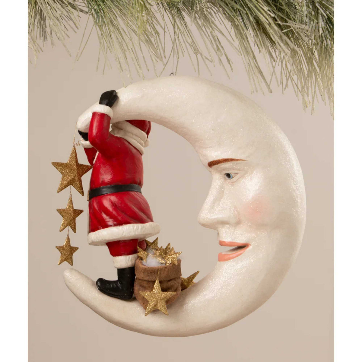 Bethany Lowe Starlight Santa In Moon - - SBKGifts.com