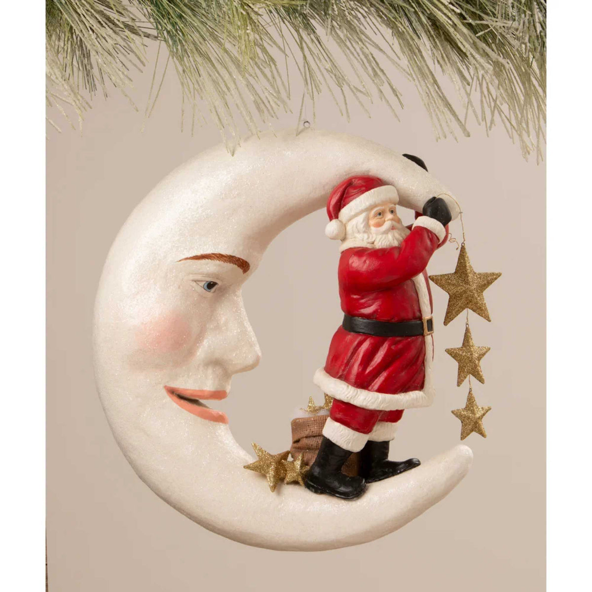 Bethany Lowe Starlight Santa In Moon - - SBKGifts.com