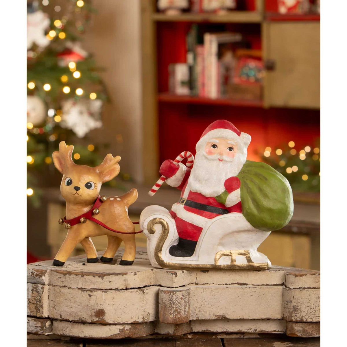 Bethany Lowe Santa's Reindeer And Sleigh - - SBKGifts.com