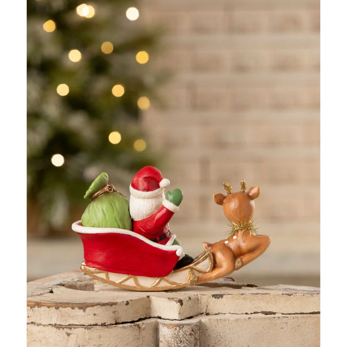 Bethany Lowe Rocking Santa In Sleigh - - SBKGifts.com
