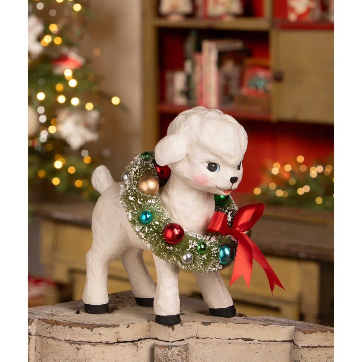 Bethany Lowe Noelle Lamb With Wreath - - SBKGifts.com