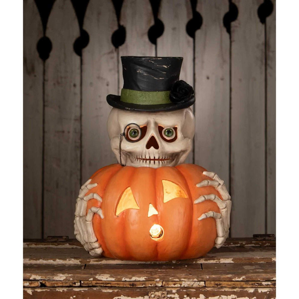 Bethany Lowe Mr. Skully With Pumpkin - - SBKGifts.com