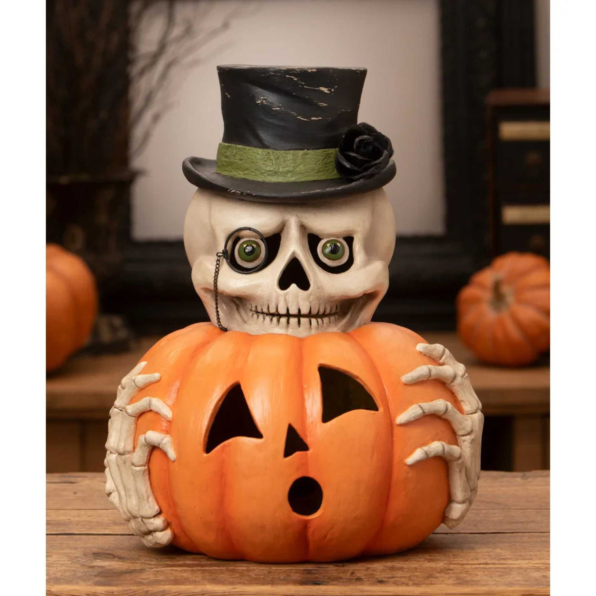 Bethany Lowe Mr. Skully With Pumpkin - - SBKGifts.com