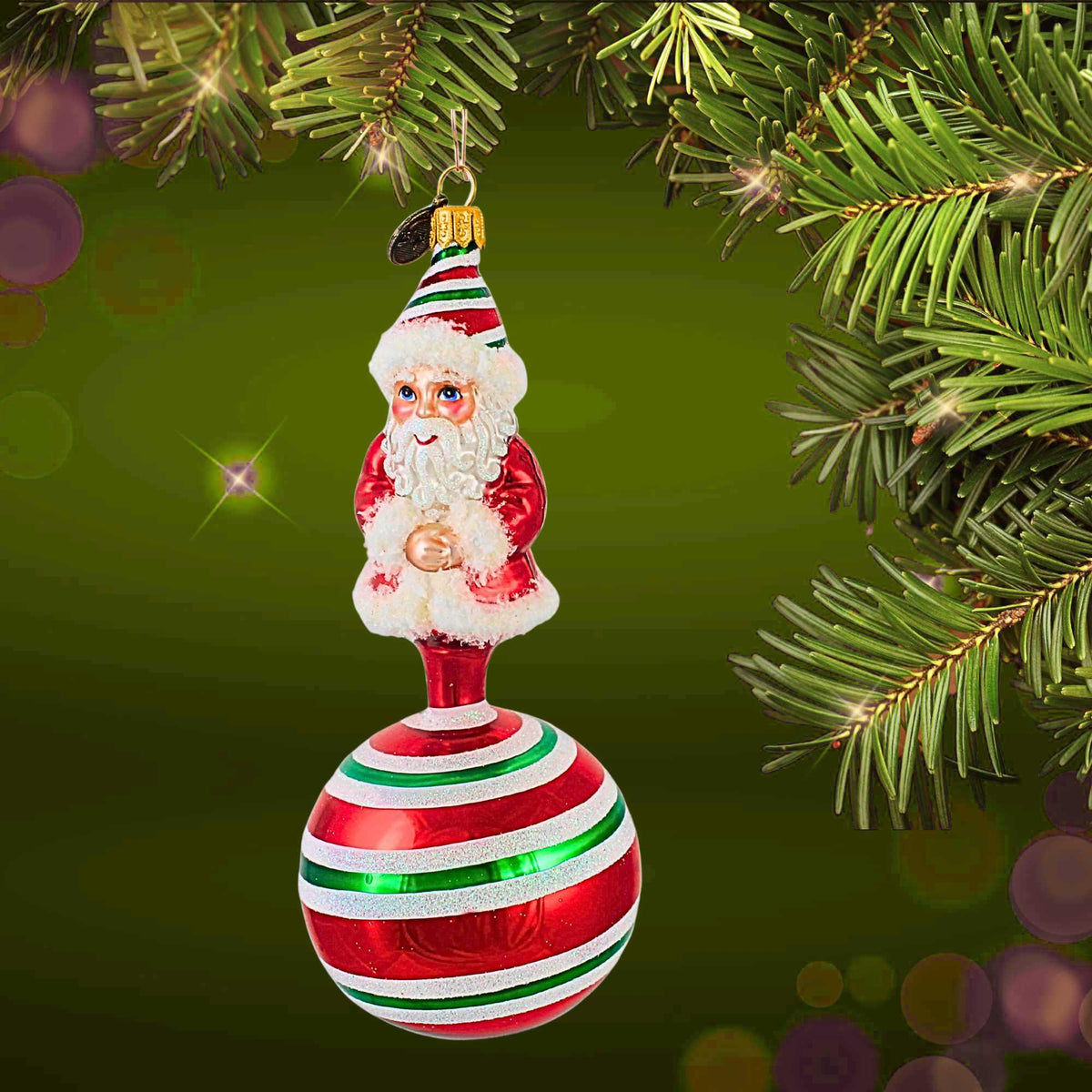 Blubom Candy Cane Santa Ornament - - SBKGifts.com