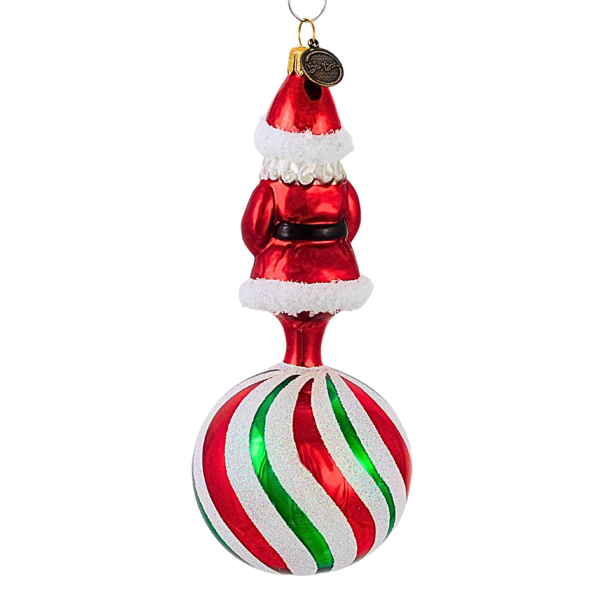 Blubom Peppermint Swirl Santa Ornament - - SBKGifts.com