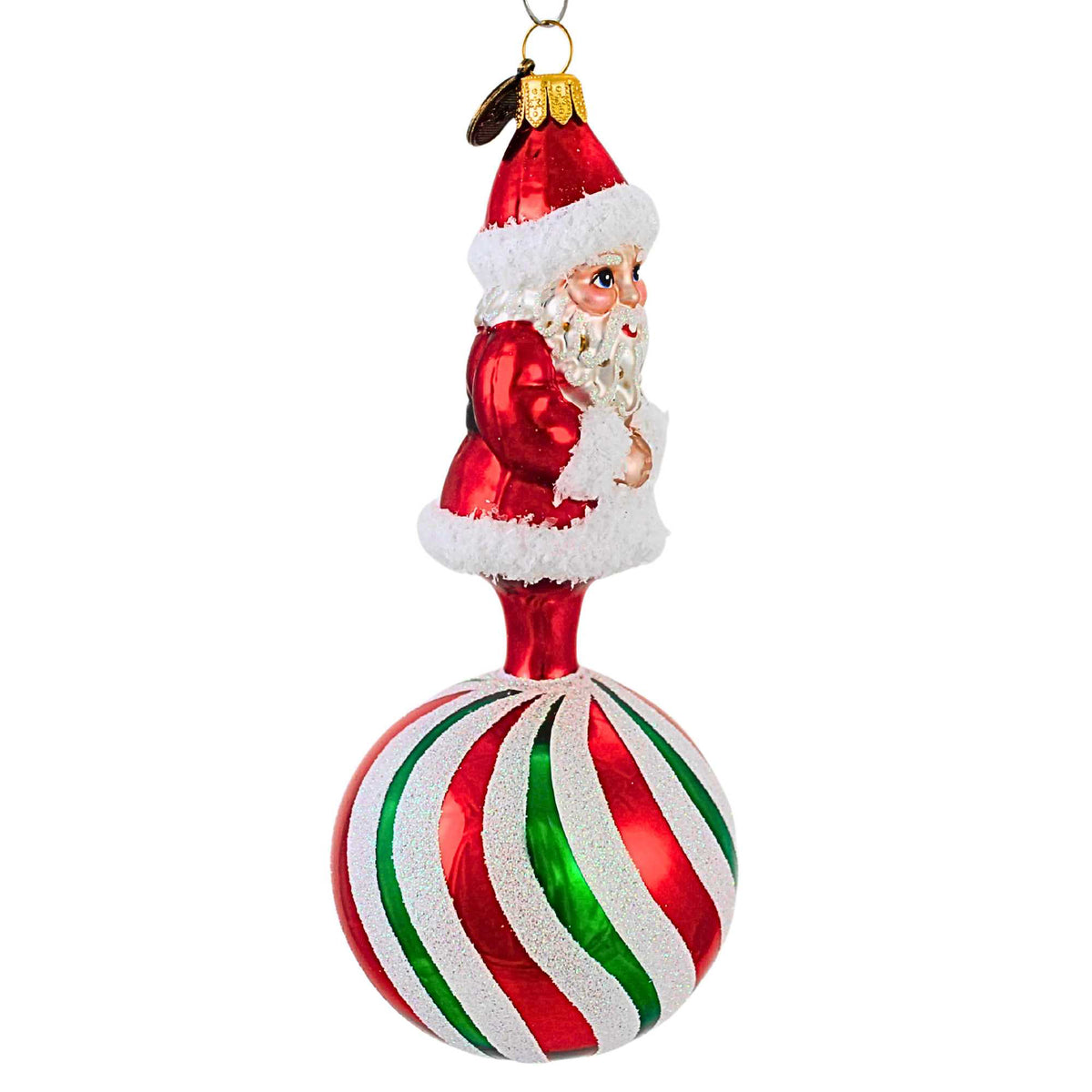 Blubom Peppermint Swirl Santa Ornament - - SBKGifts.com