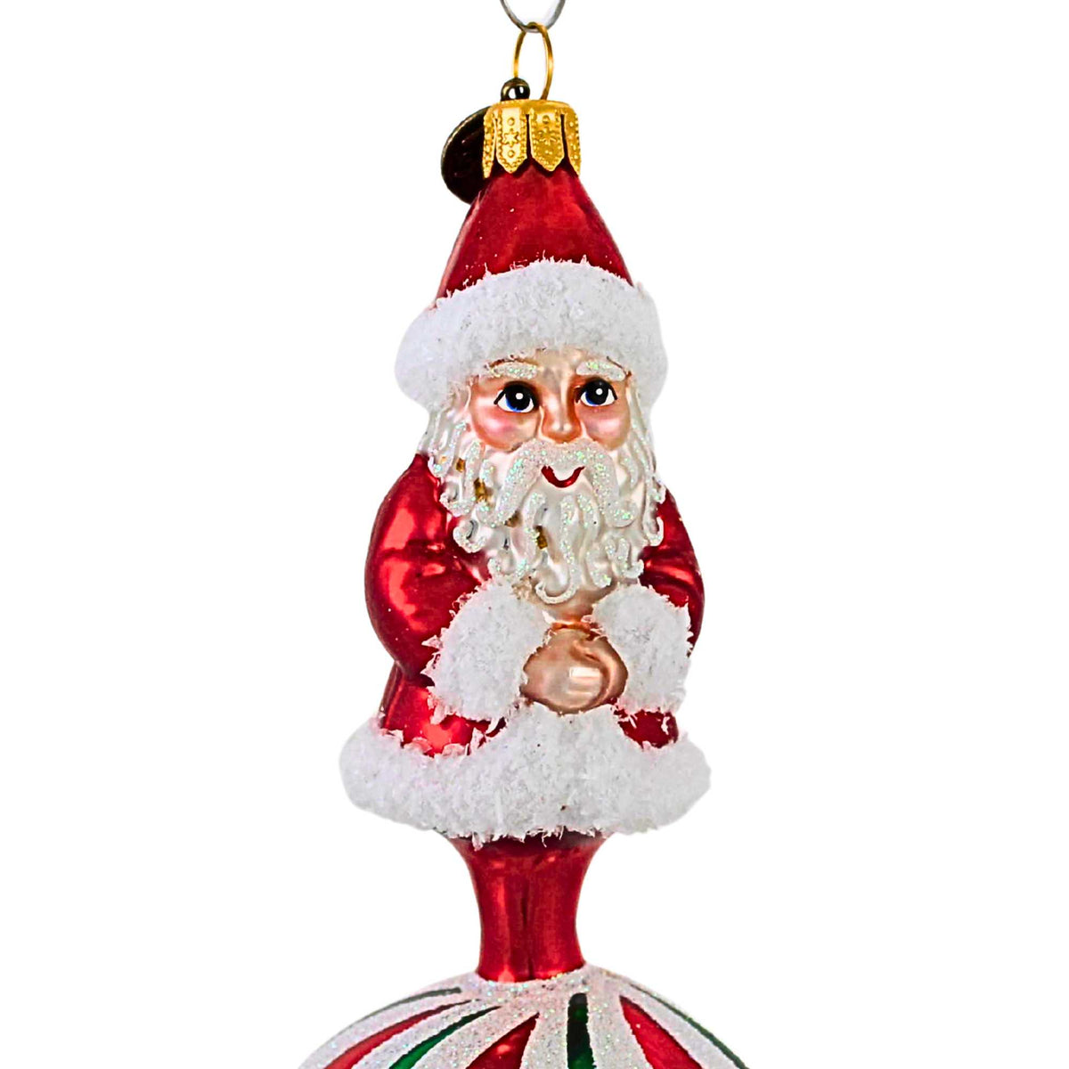 Blubom Peppermint Swirl Santa Ornament - - SBKGifts.com