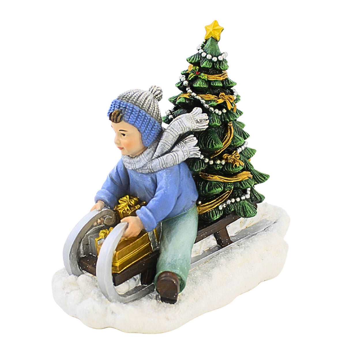66056 Boy Sledding Figurine 633909
