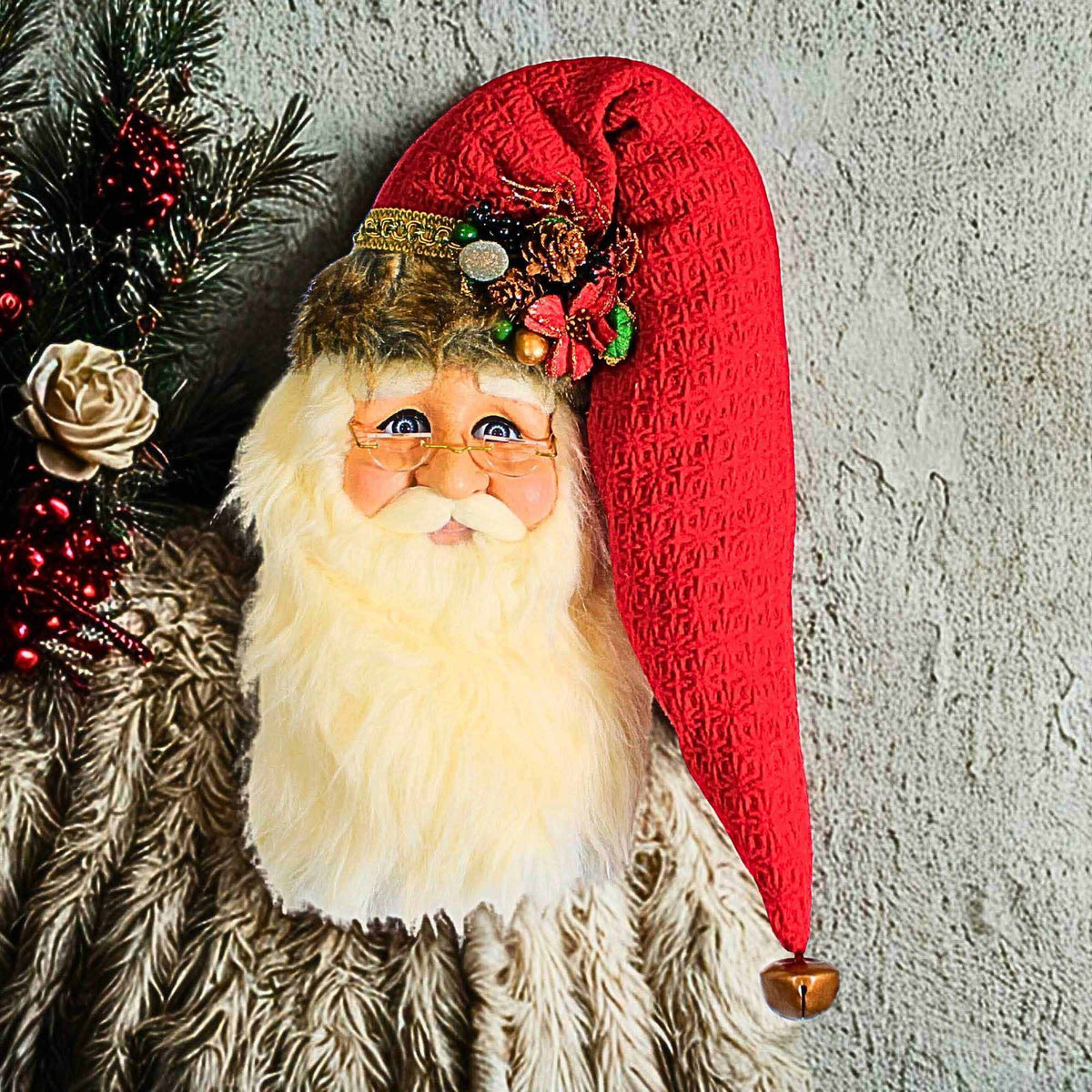 Karen Didion Woodland Santa Head Wall Hanger - - SBKGifts.com