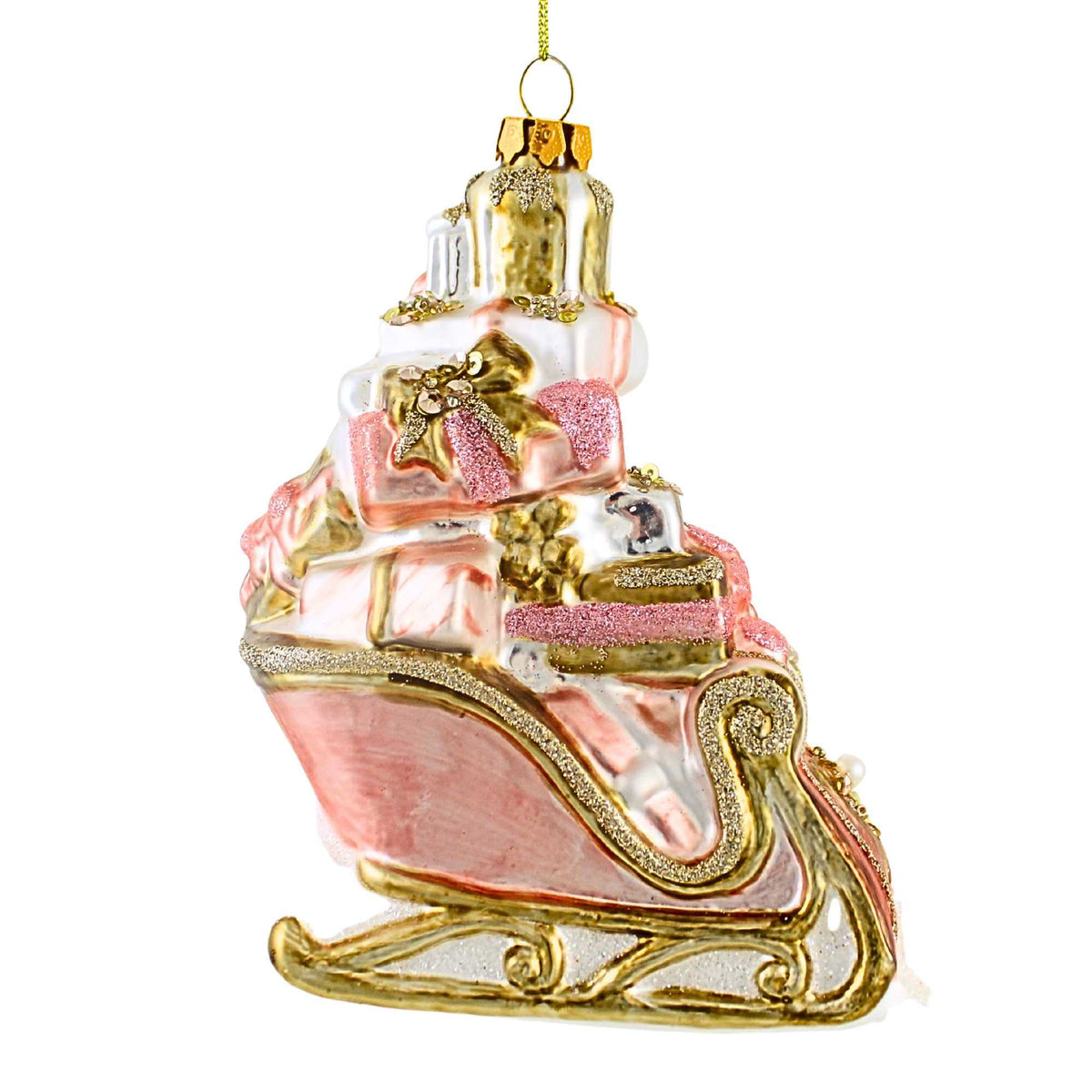 December Diamonds Pink Sleigh With Gifts - - SBKGifts.com