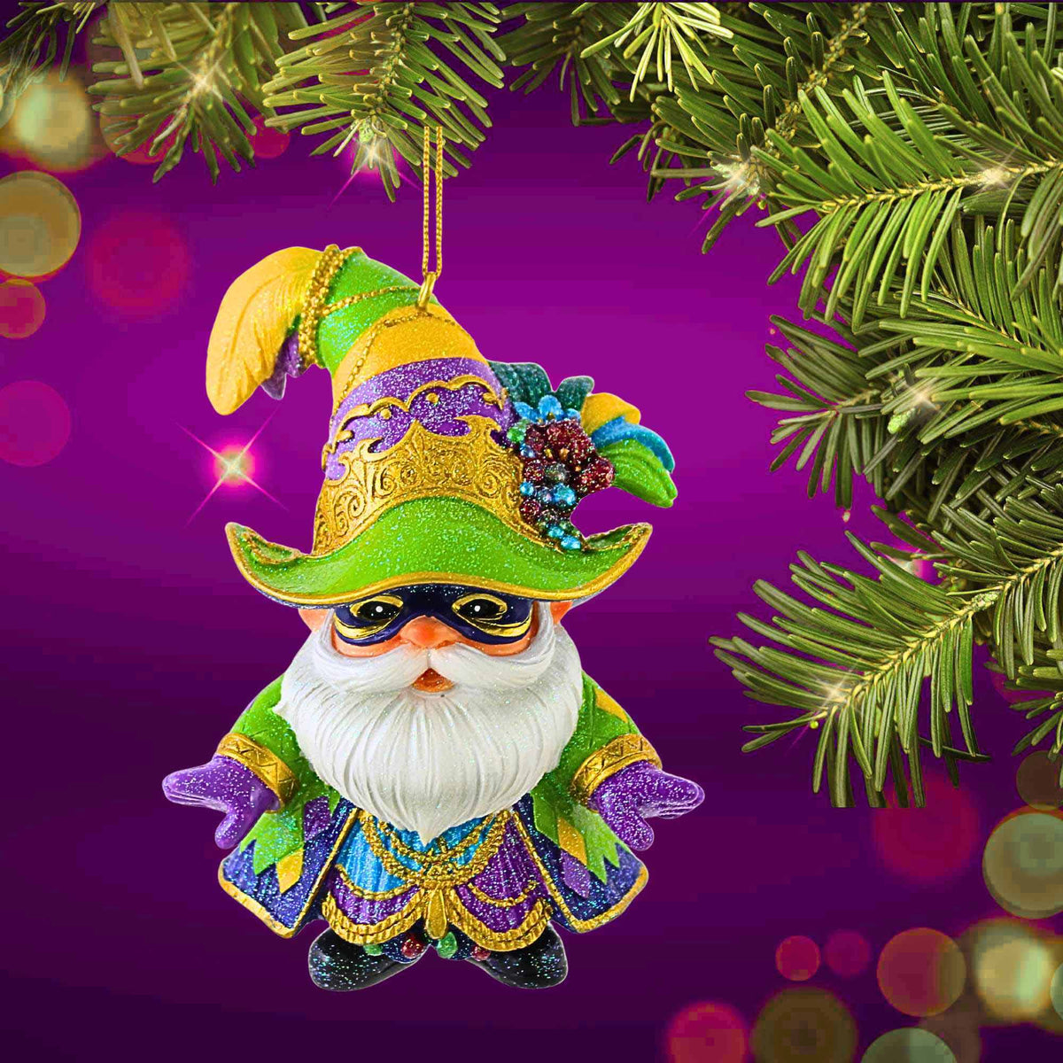 December Diamonds Mardi Gras Santa Gnome - - SBKGifts.com