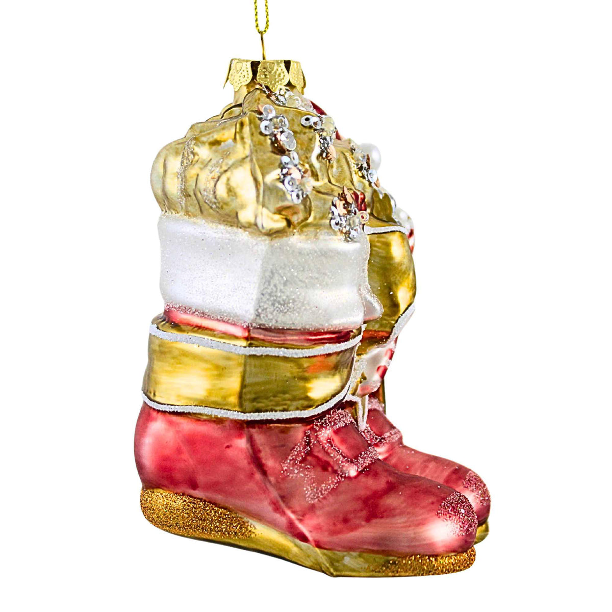 December Diamonds Pink Santa Boot Ornament - - SBKGifts.com