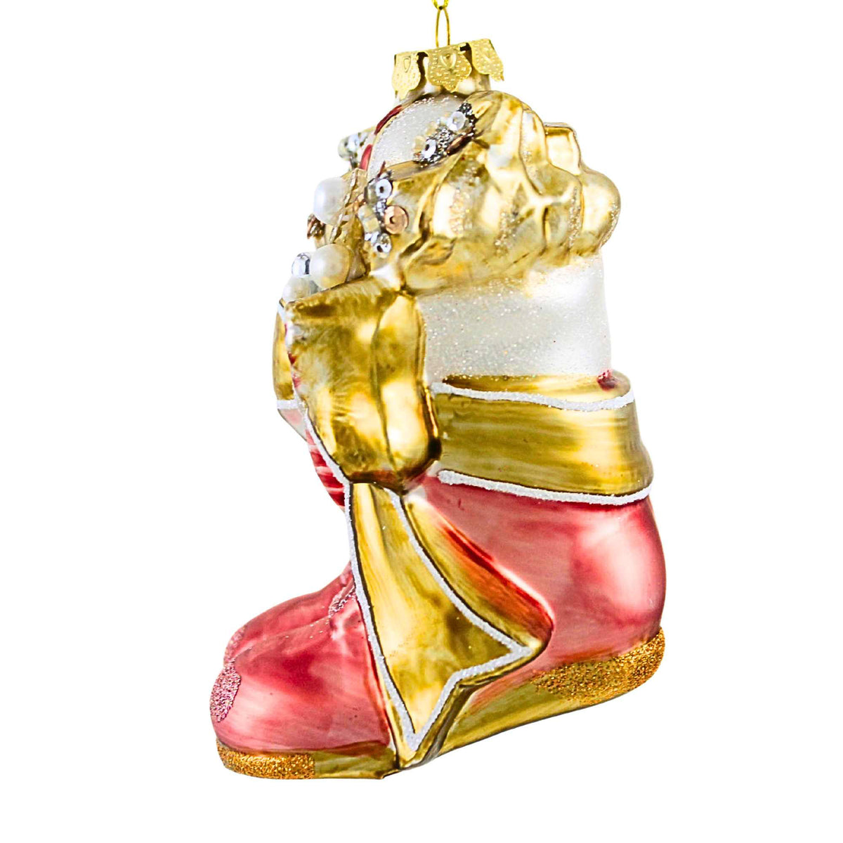 December Diamonds Pink Santa Boot Ornament - - SBKGifts.com