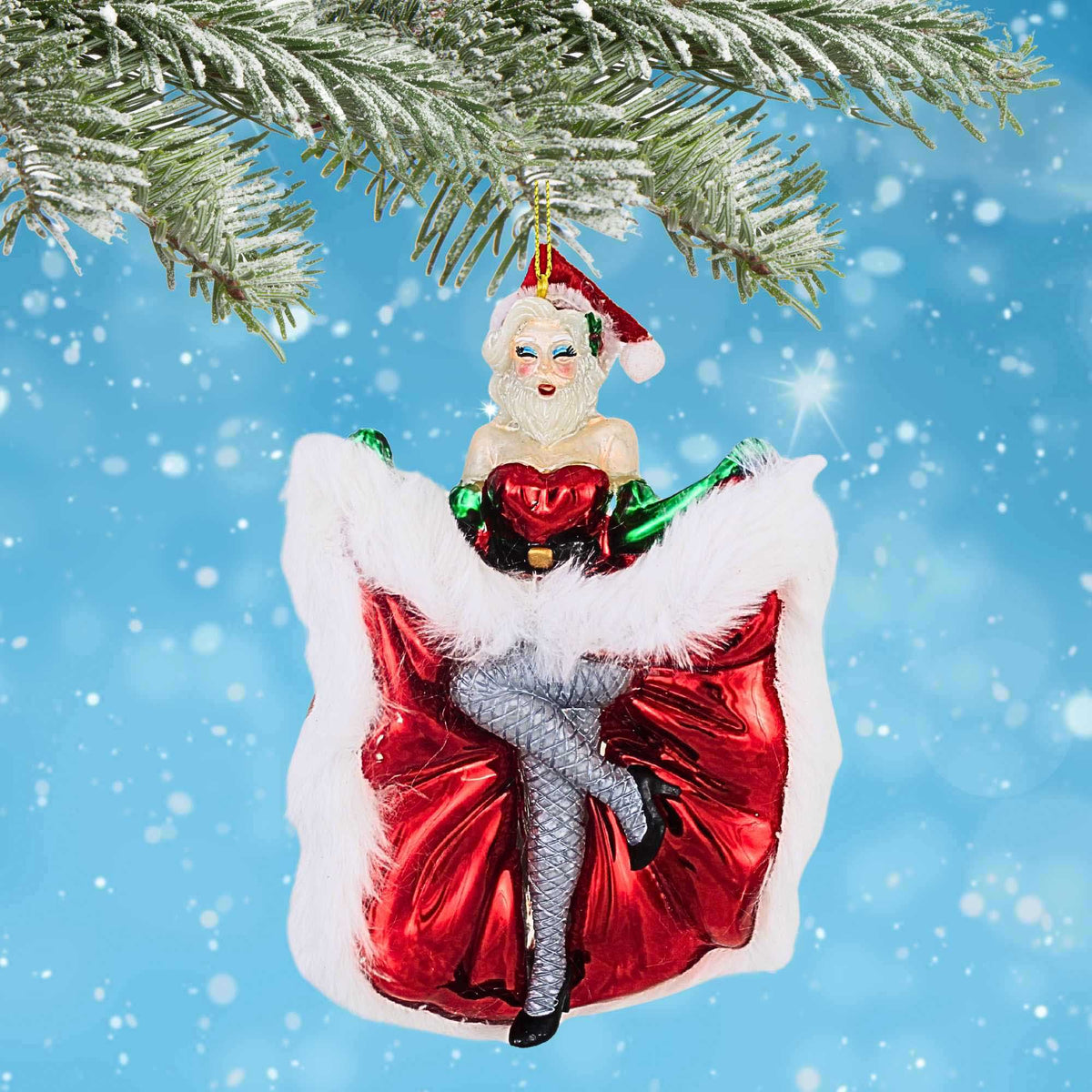 December Diamonds Can Can Santa In Dress - - SBKGifts.com