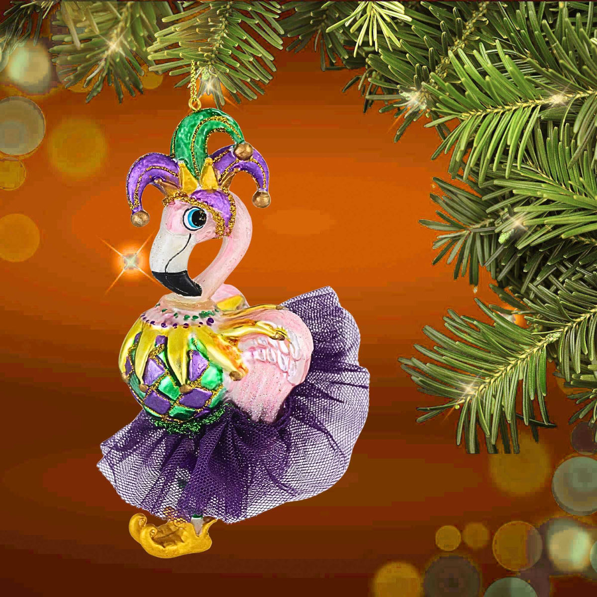 December Diamonds Mardi Gras Flamingo - - SBKGifts.com