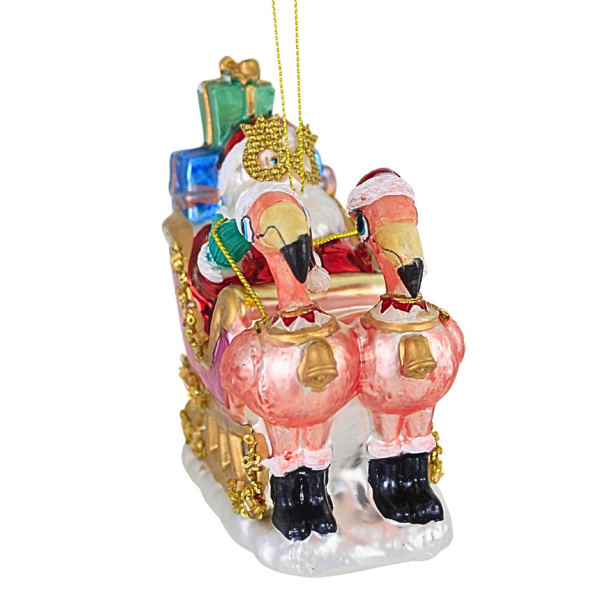 December Diamonds Flamingo Sled With Santa Ornament - - SBKGifts.com