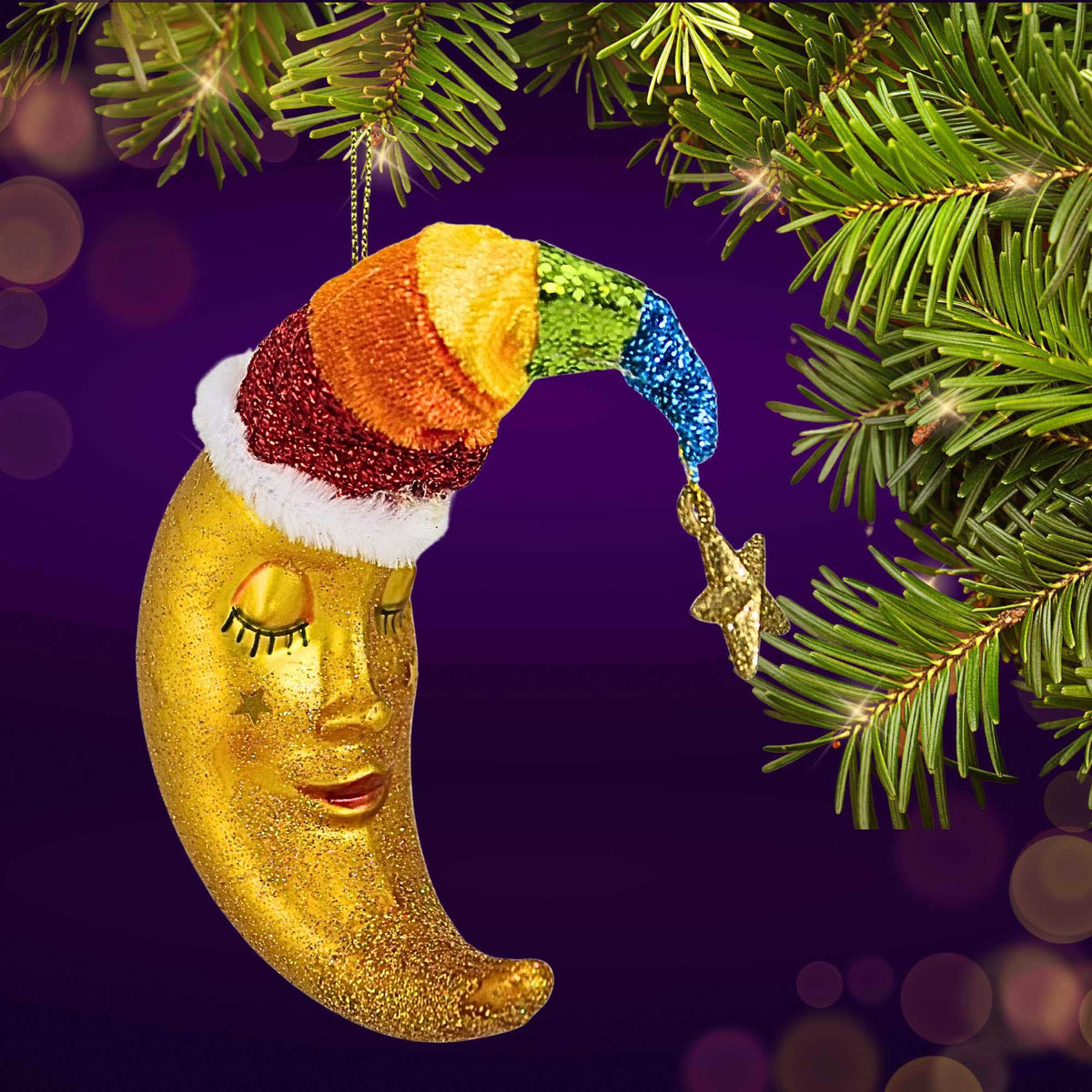 December Diamonds Glitter Rainbow Moon Ornament - - SBKGifts.com