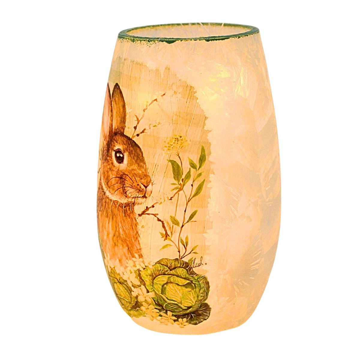 Stony Creek Spring Bunnies Pre-Lit Small Glass Vase - - SBKGifts.com