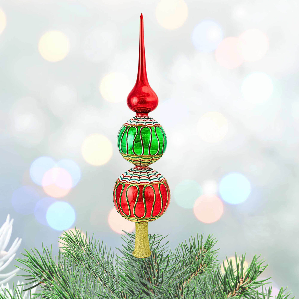 Joy To The World Ribbon Candy Finial - - SBKGifts.com