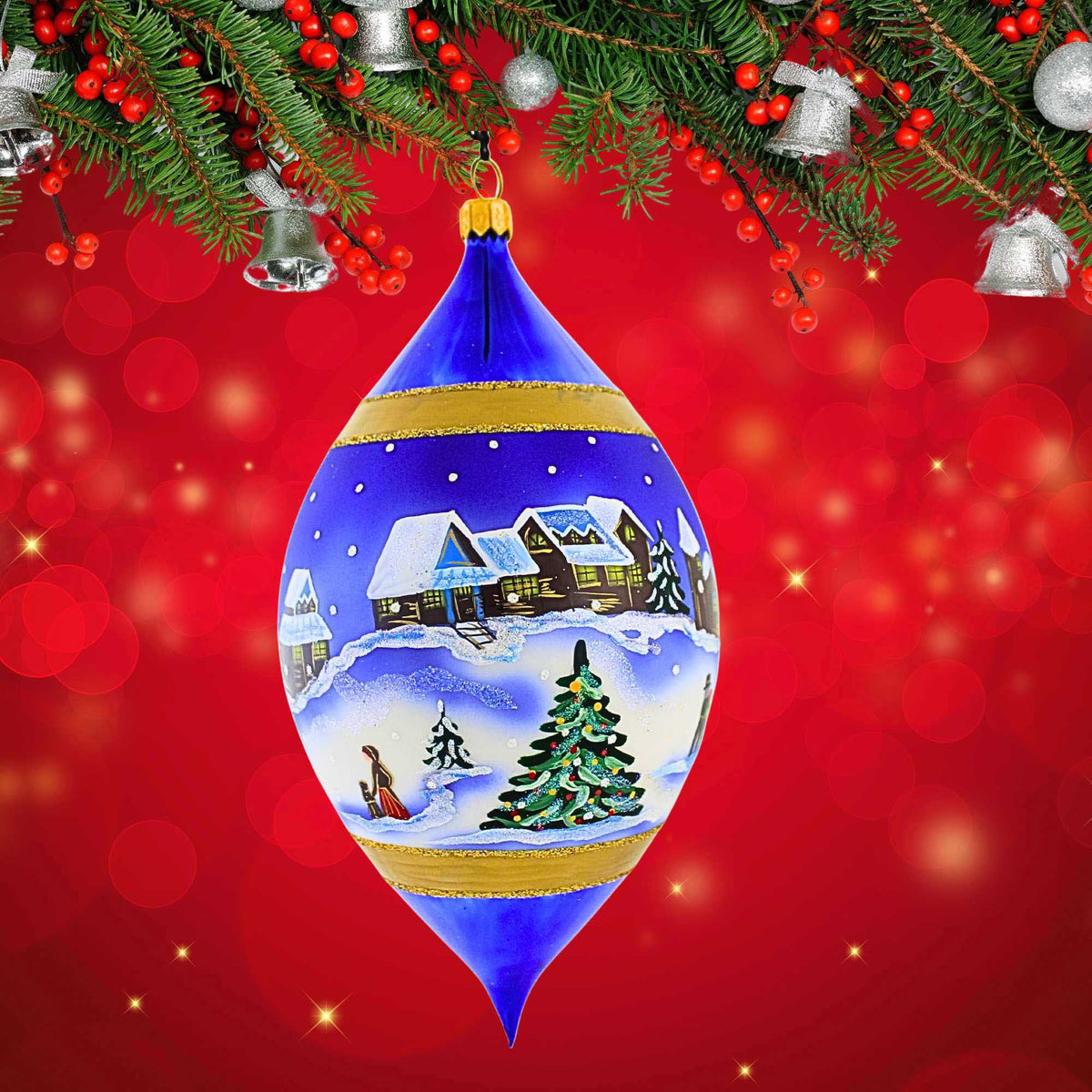 Joy To The World Blue / Gold Silent Night Drop - - SBKGifts.com
