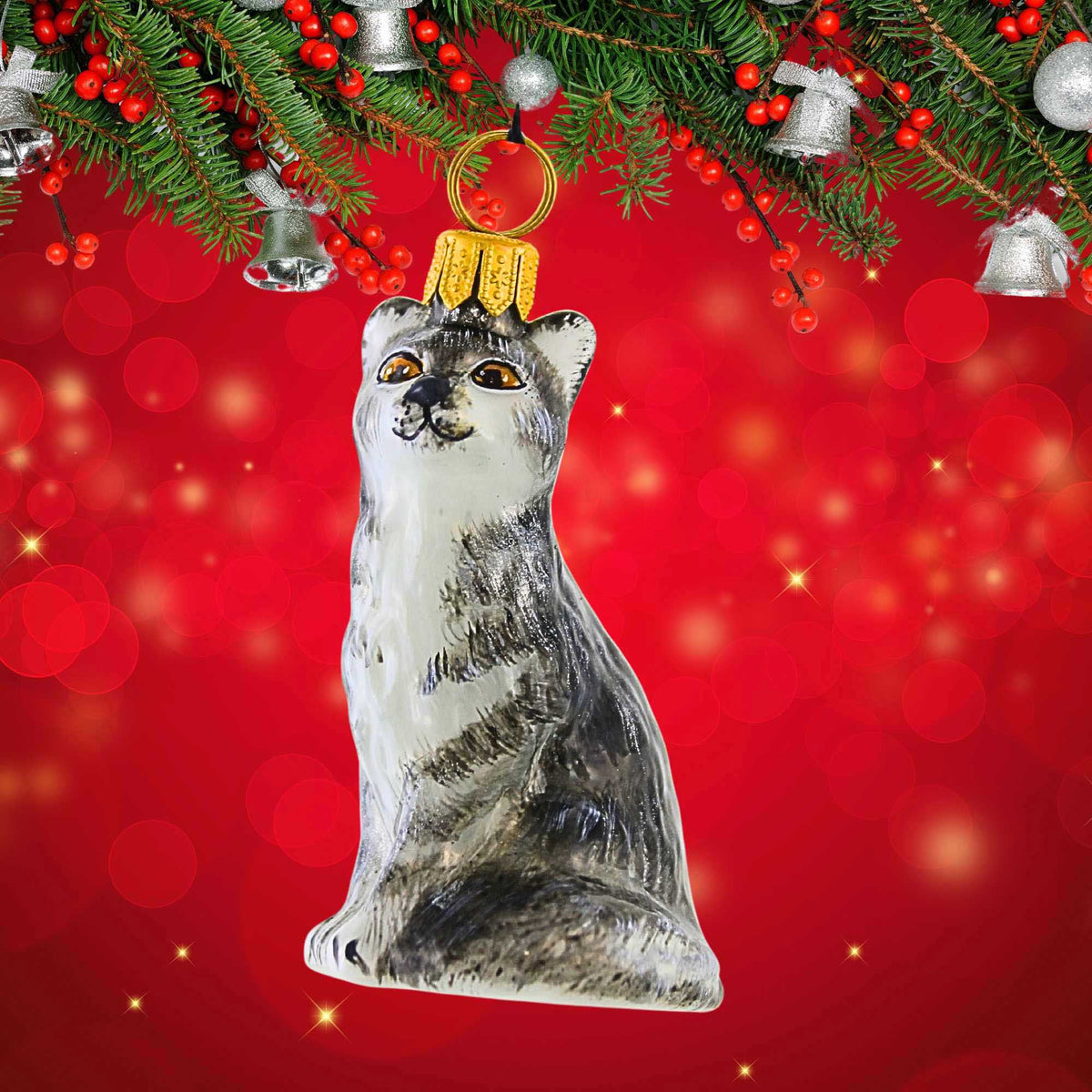 Joy To The World Gray American Shorthair Cat - - SBKGifts.com
