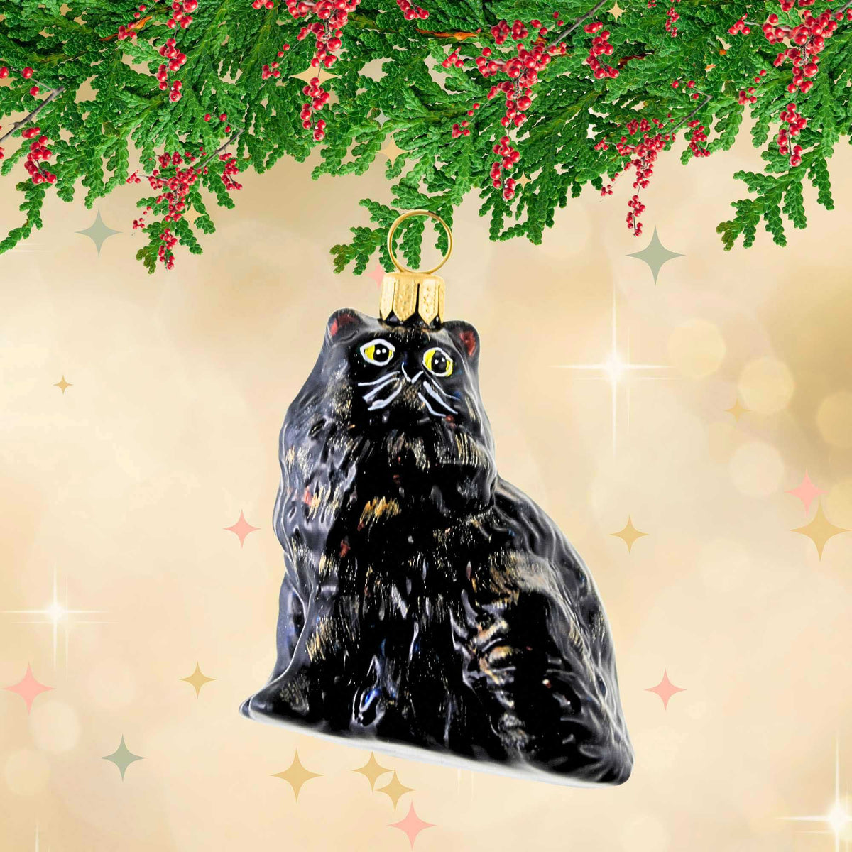 Joy To The World Black Persian Cat - - SBKGifts.com