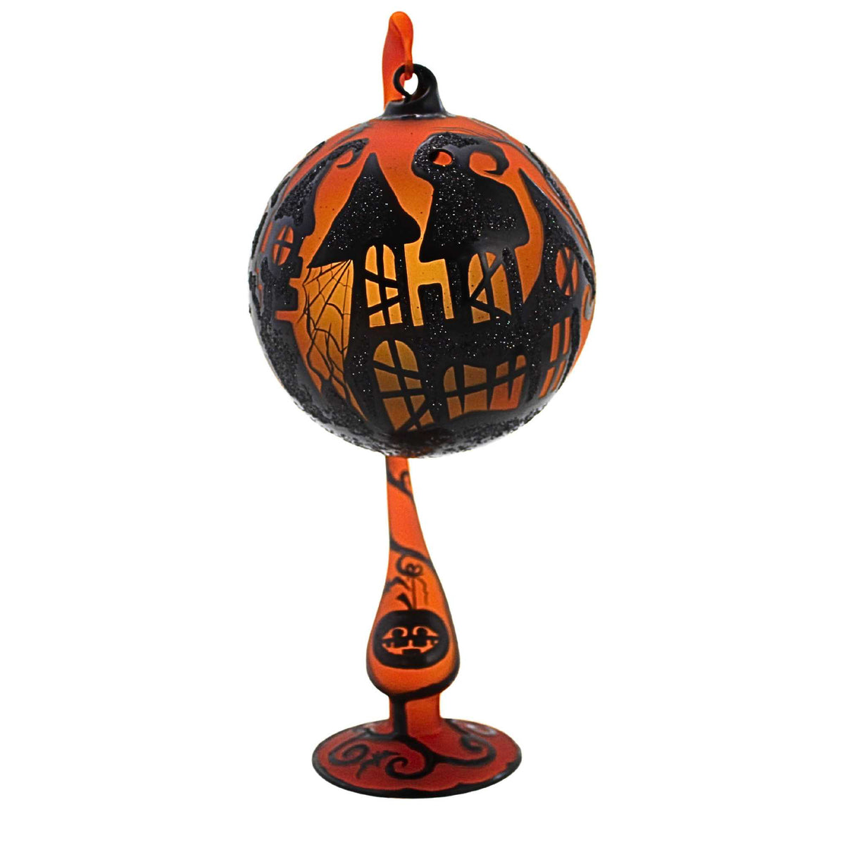 66344 Orange Haunted Ball Ornament With Stand 2022559