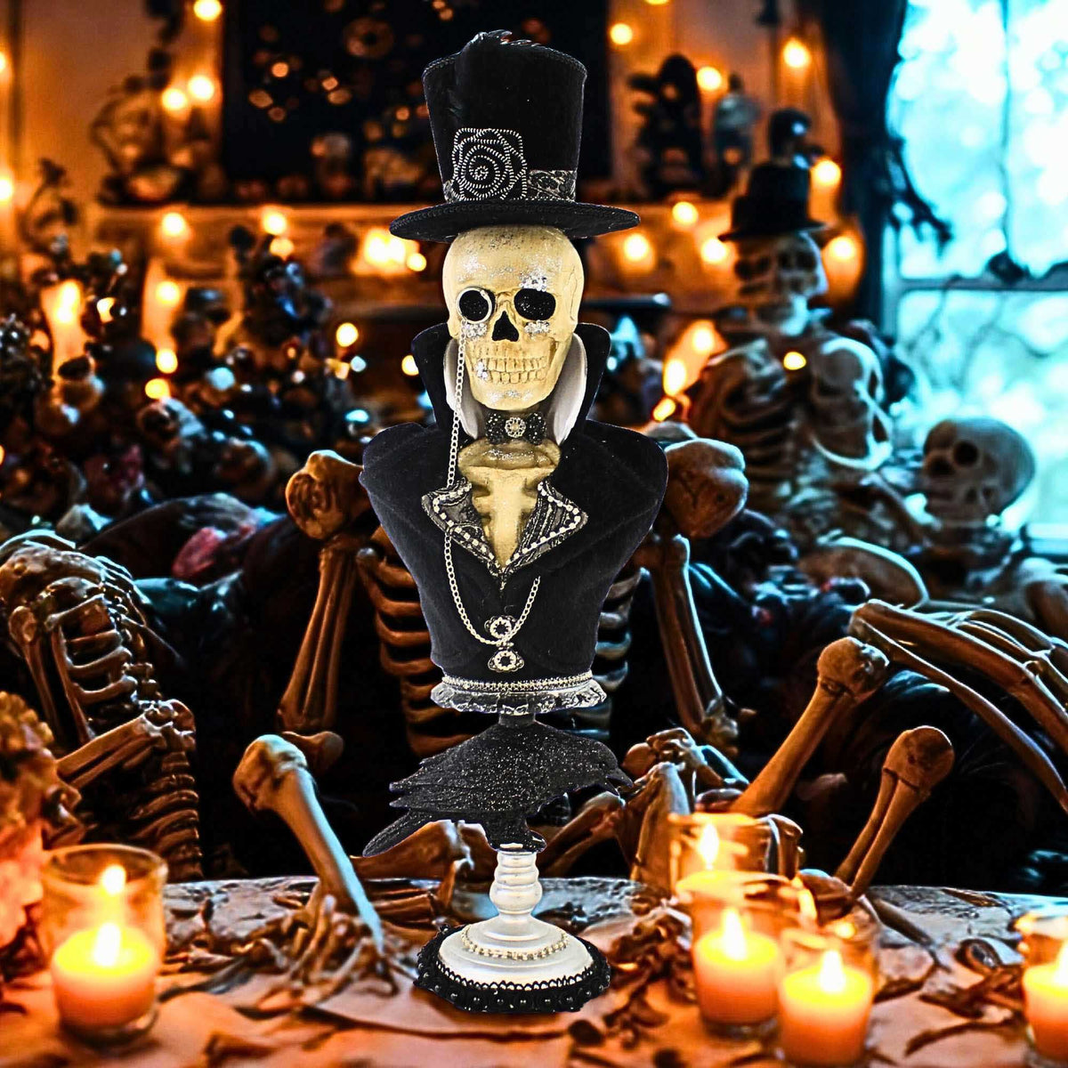 Karen Didion Winston Pedestal Skeleton Bust - - SBKGifts.com
