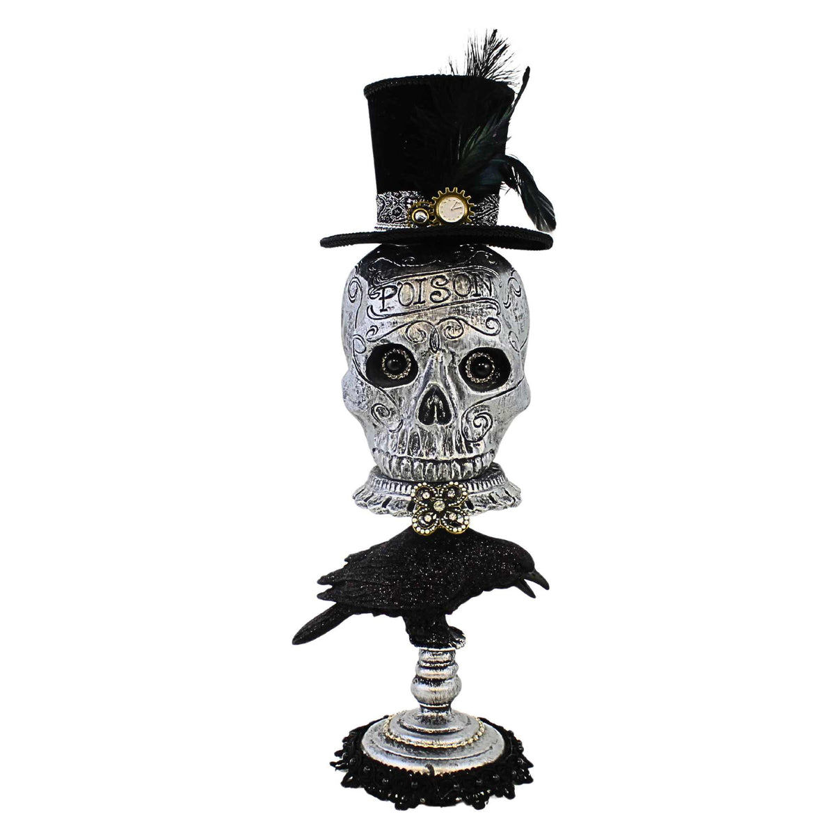 66363 Silver Skull Pedestal HA2004