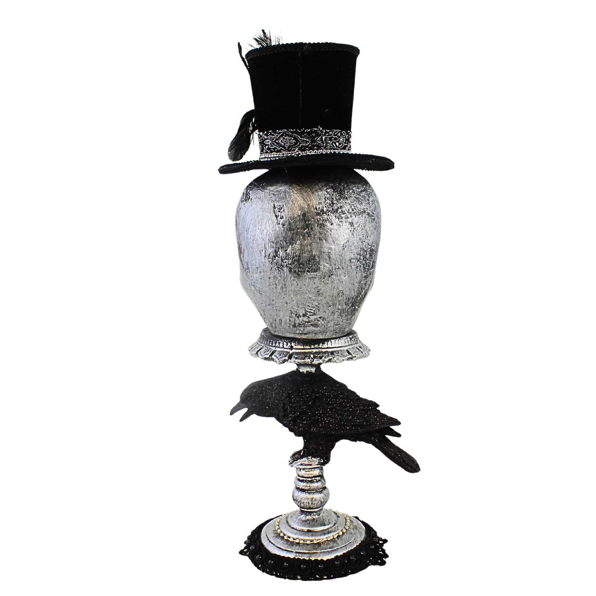 Karen Didion Silver Skull Pedestal - - SBKGifts.com