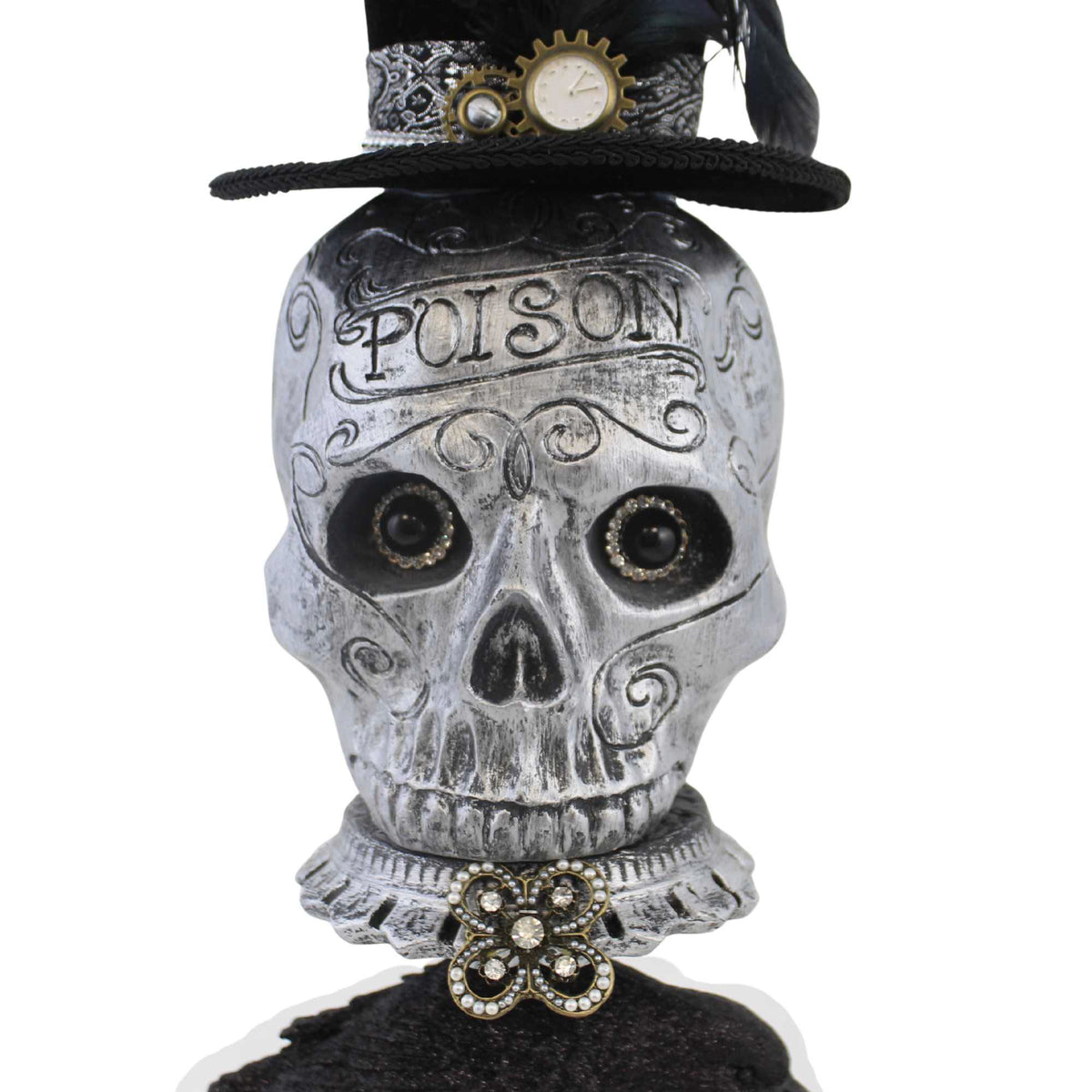 Karen Didion Silver Skull Pedestal - - SBKGifts.com