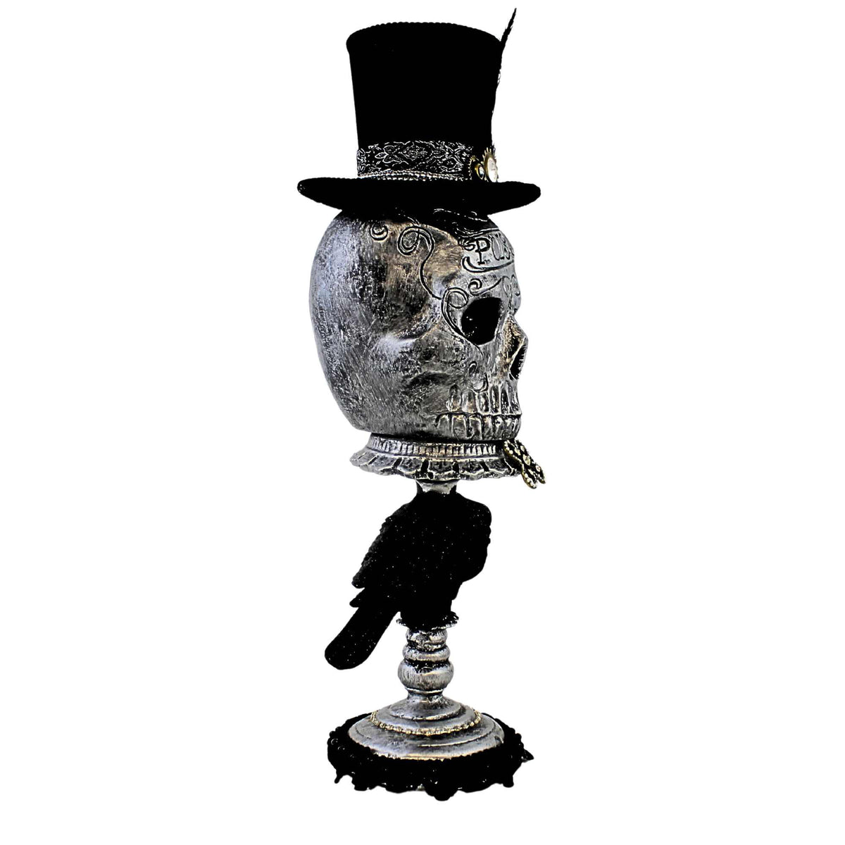 Karen Didion Silver Skull Pedestal - - SBKGifts.com