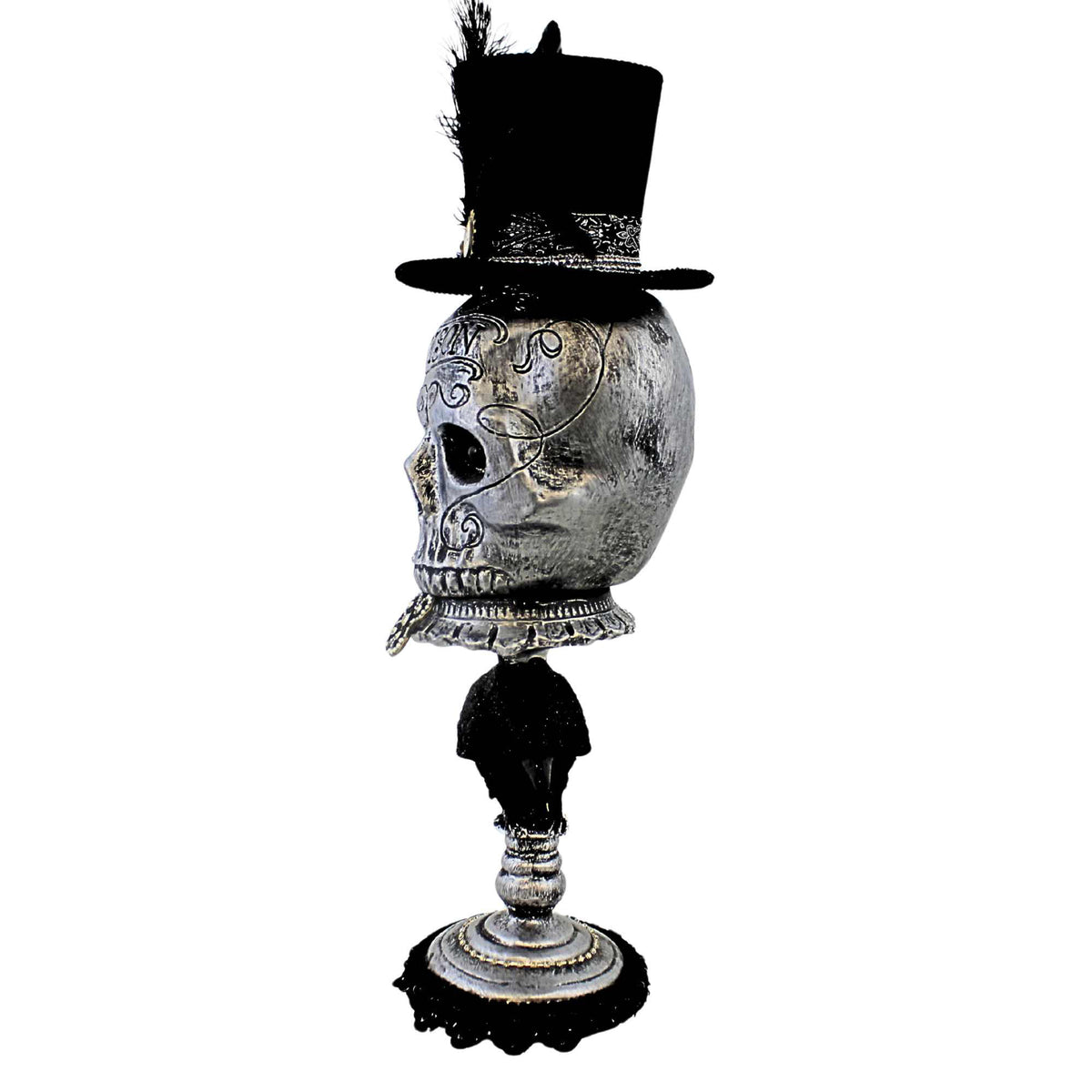 Karen Didion Silver Skull Pedestal - - SBKGifts.com
